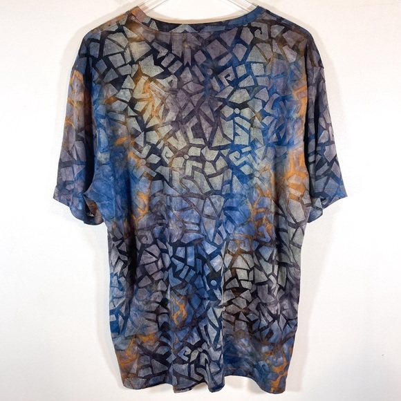 Lenor Romano Pebble Jacquard Clip Tie Dye Crew Tee Mens Size XL - Picture 6 of 8